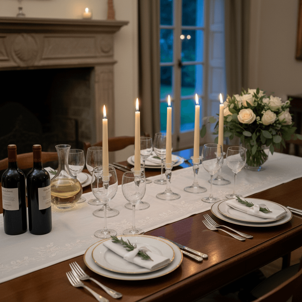 Elegant table set for an intimate celebration dinner