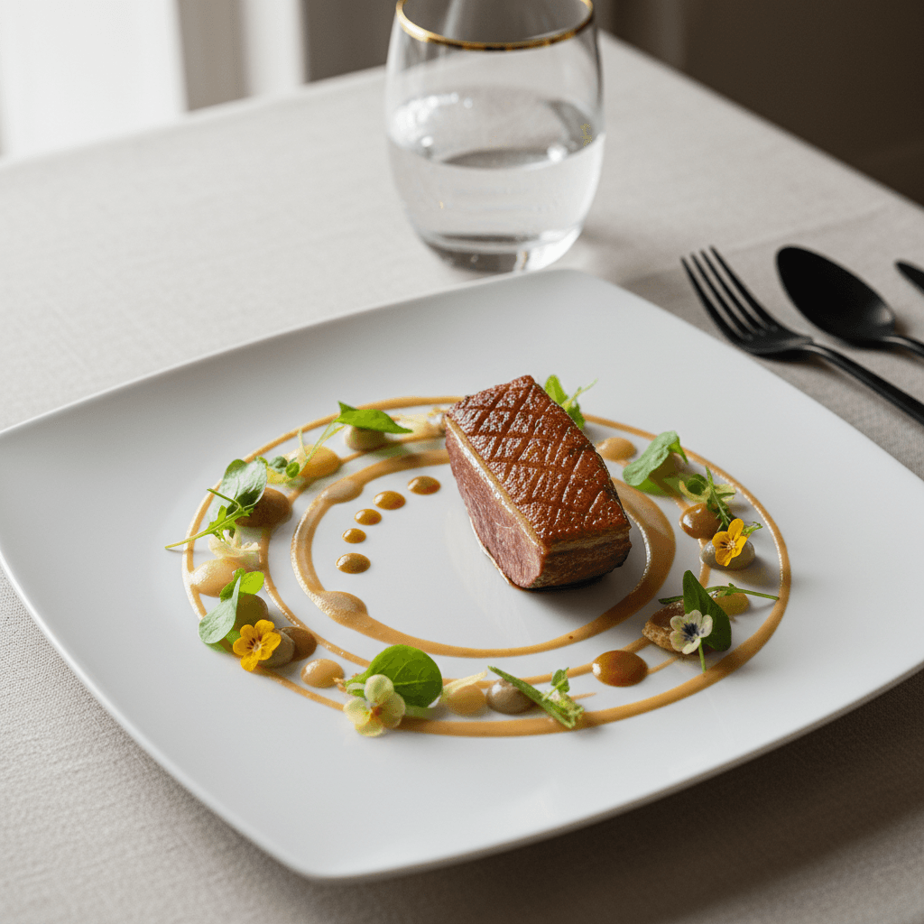 Elegantly plated gourmet dish with fine dining presentation