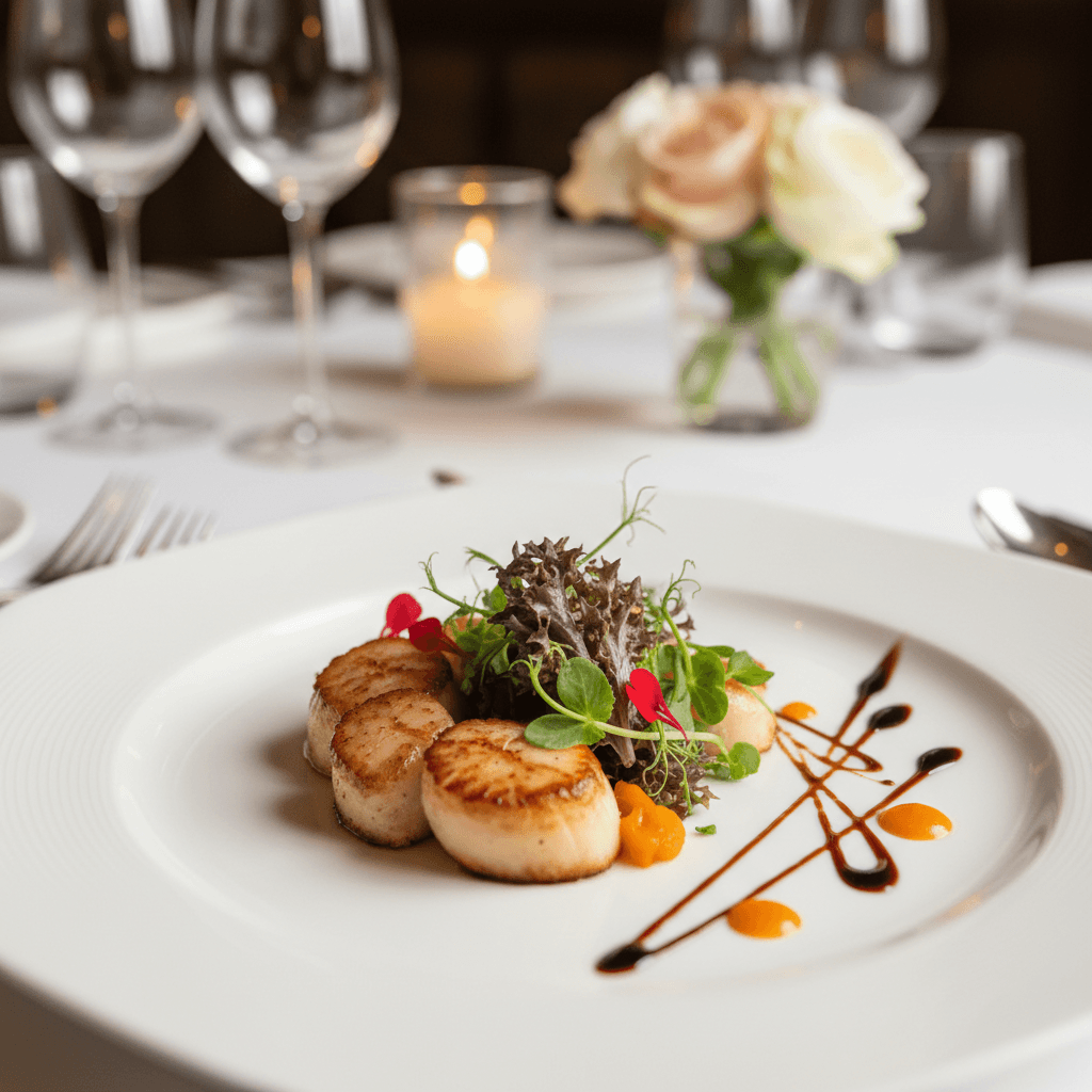 Delicate plated dish with microgreens