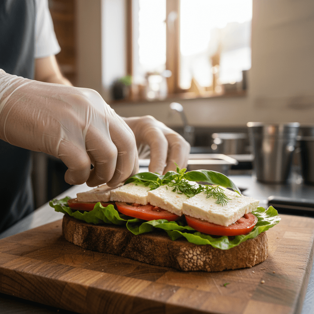 Fresh vegetarian dishes arranged on a rustic wooden serving board